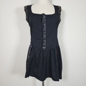 Living‎ Dead Souls Dress Womens L Rare Black Gothic Punk Buckle Accent Mini